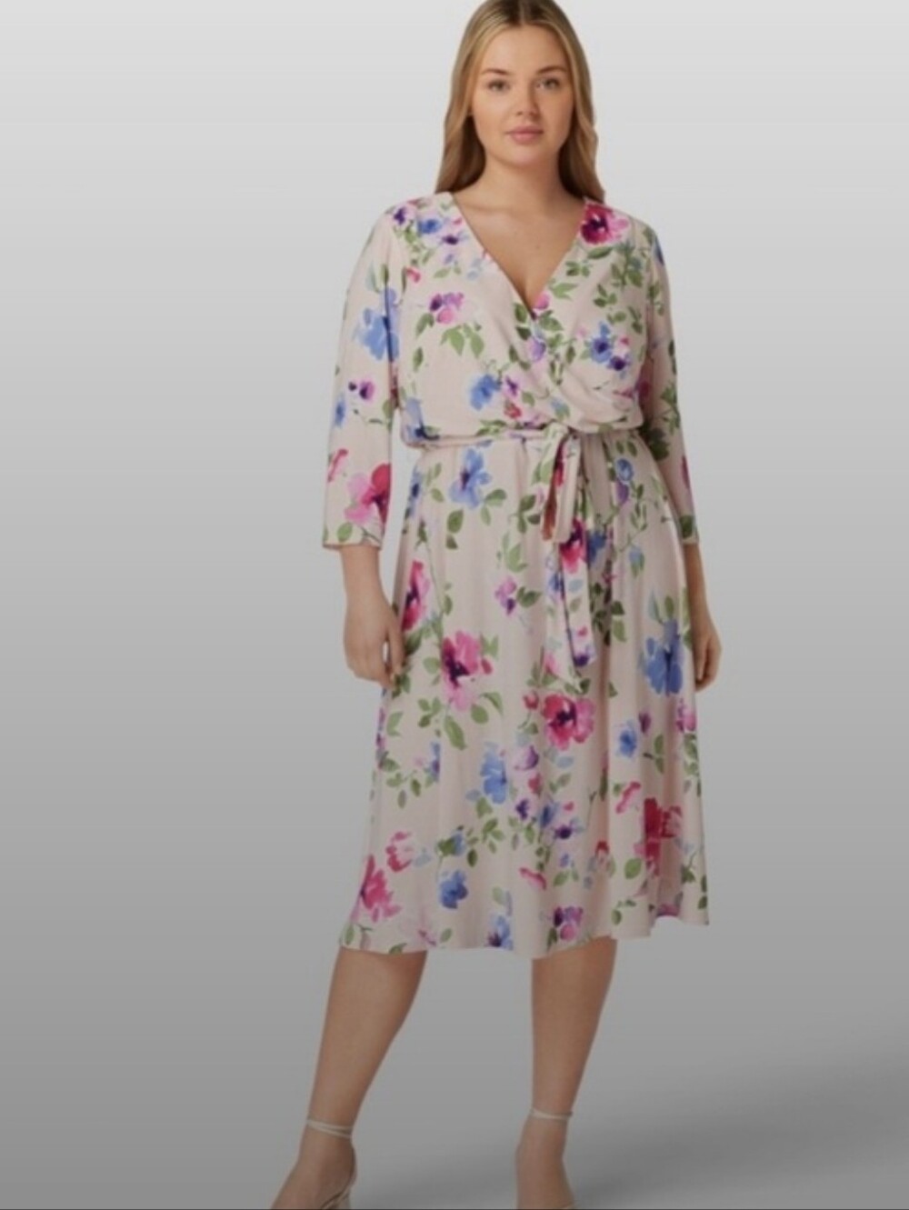 NWT Ralph Lauren Floral Wrap Midi Dress in Pink 22W